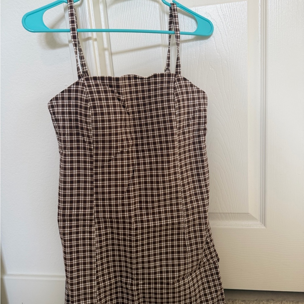 NWT Abercrombie Brown Plaid Mini Dress with Skort - Picture 6 of 8